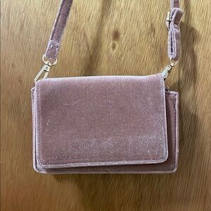 Anthropologie Pink Velvet Crossbody Bag
